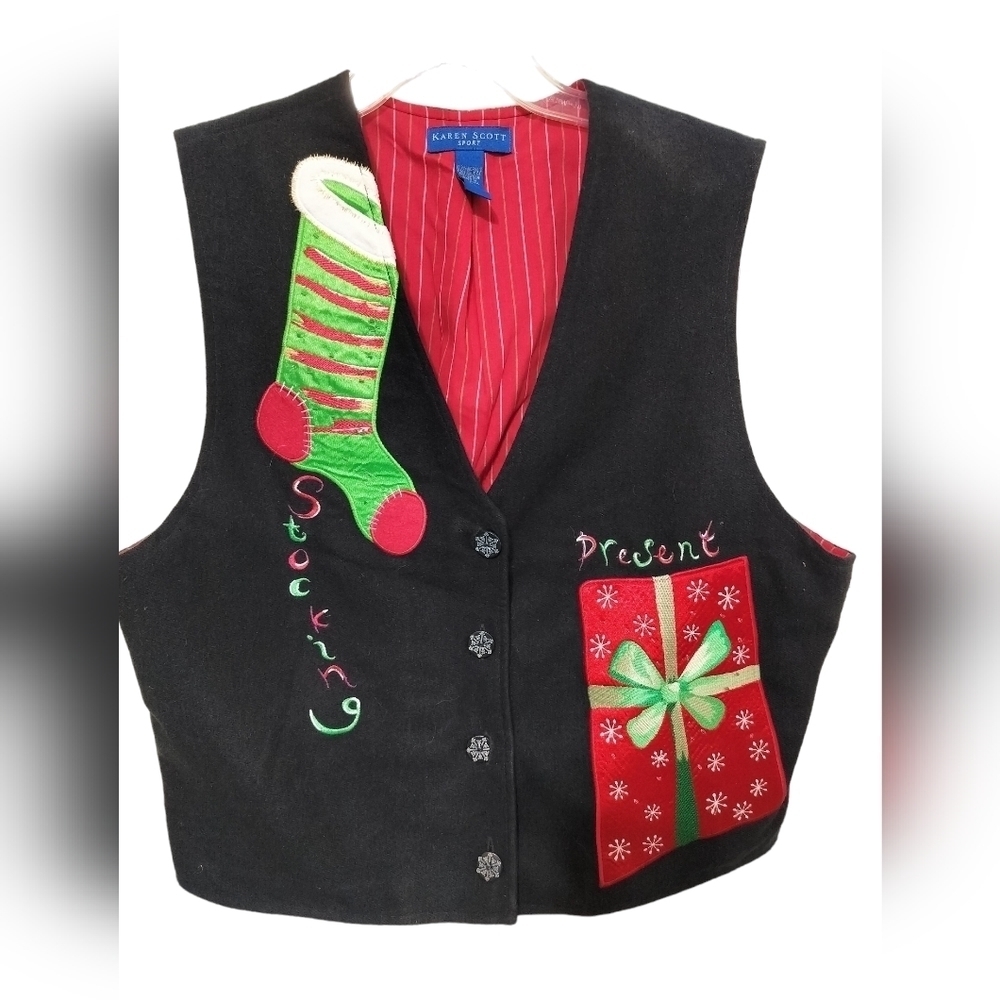 (1546) Vintage Karen Scott Sport Christmas Holiday Vest Size Large
